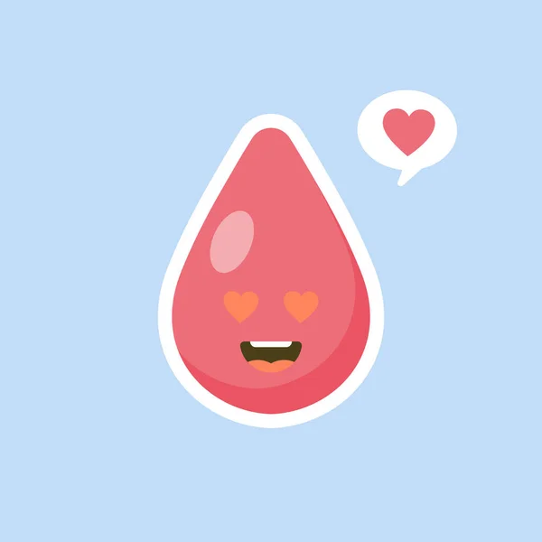 Bonito Feliz Sorrindo Personagem Gota Sangue Design Ícone Ilustração Desenhos —  Vetores de Stock