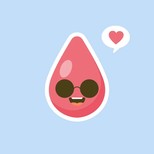 Bonito Feliz Sorrindo Personagem Gota Sangue Design Ícone Ilustração Desenhos —  Vetores de Stock