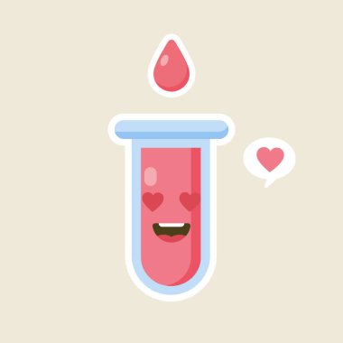 Kan damlası karakteri. Şirin bir kan damlası ikonu. Çizim vektörü. kawaii Kan Donör Vektör Çizelgesi