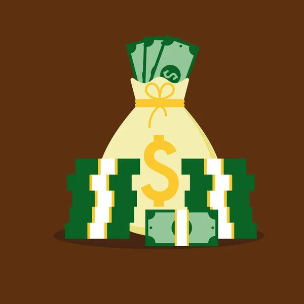 紙幣だ 現金だ フラットスタイルベクトルイラスト お金の節約とお金のバッグ漫画のアイコンデザイン — ストックベクタ
