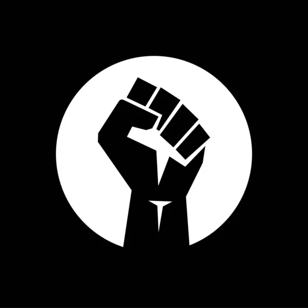 Förhöjd Knytnäve Logotyp Förhöjd Svart Knytnäve Vekorikon Seger Rebellsymbol Protest — Stock vektor