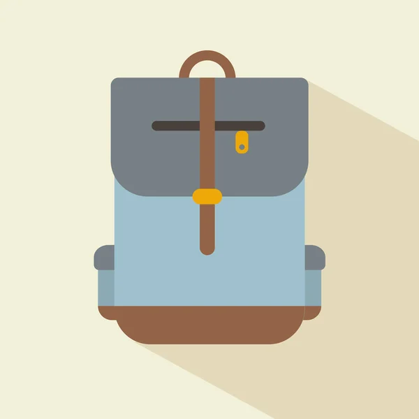 School Backpack Icon Illustration Flat Style Icon Long Shadow — Stock Vector