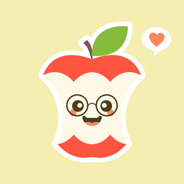 Bitten Apple Characters Design Illustrations Colección Personajes Frutas Ilustración Vectorial — Vector de stock