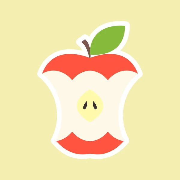 Roter Gebissener Apfel Mit Blatt Vektorillustration Kann Gesunde Ernährung Zahnmedizin — Stockvektor