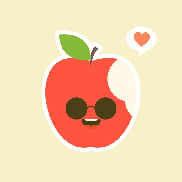 Bitna Äpple Tecken Design Illustrationer Frukt Karaktärer Samling Vektor Illustration — Stock vektor