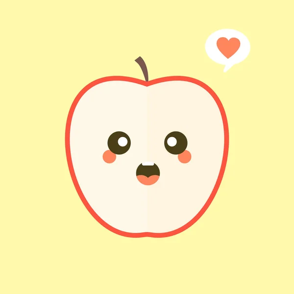 Tranche Pomme Plat Dessin Vectoriel Illustration Pomme Tranchée — Image vectorielle
