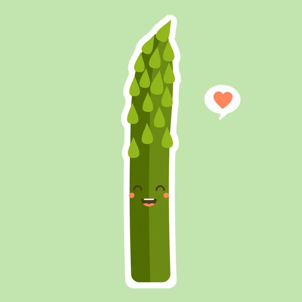 Mignon Asperges Personnage Dessin Animé Mascotte Légume Alimentation Saine Concept — Image vectorielle