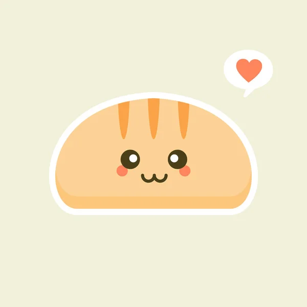 Roztomilé Kreslené Krajíčky Chleba Kawaiovskými Tvářemi Můžete Použít Toto Emoji — Stockový vektor