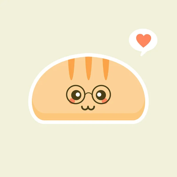 Leuke Cartoon Sneetjes Brood Met Kawaii Gezichten Kunt Deze Emoji — Stockvector