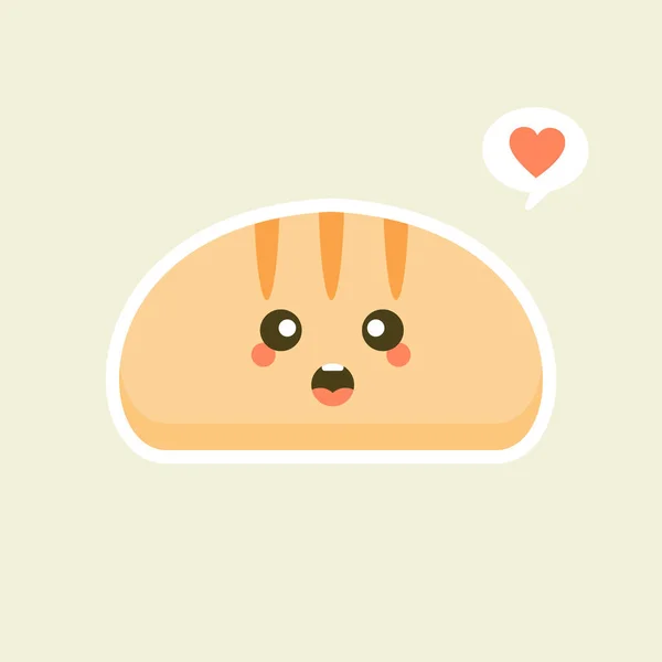 Słodkie Kreskówki Kromki Chleba Kawaii Twarzy Możesz Użyć Tego Emoji — Wektor stockowy
