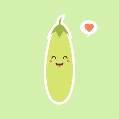 Şirin ve patlıcan karakteri. Patlıcanın vektör çizimi. Renk arkaplanındaki izole nesne. Vejetaryenlik, vejetaryen, maskot, sağlıklı yiyecekler, organik sebzeler. Restoran için, aşçılık için.