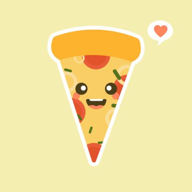 Komik pizza dilimi. Renkli arka planda izole edilmiş şirin pizza karakteri seti. Fast food karakterleri. Menüde, dükkanda, barda, kartta ya da çıkartmalarda kullanılabilir. Düzenlemesi kolay.