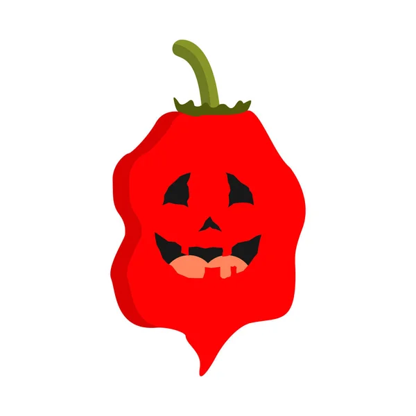 Carolina Reaper Legforróbb Chili Paprika Rajzfilmfigura Ijesztő Arccal Használható Kabala — Stock Vector