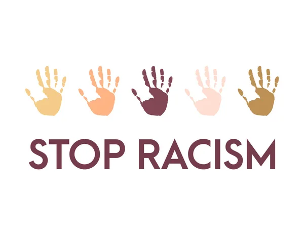 Stop Racisme Icoon Motivatieposter Tegen Racisme Discriminatie Veel Handafdrukken Van — Stockvector