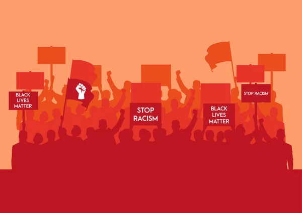 Rasszizmus Ellenes Tüntetés Emberek Rasszizmus Ellenes Zászlót Hordanak Fekete Életek — Stock Vector