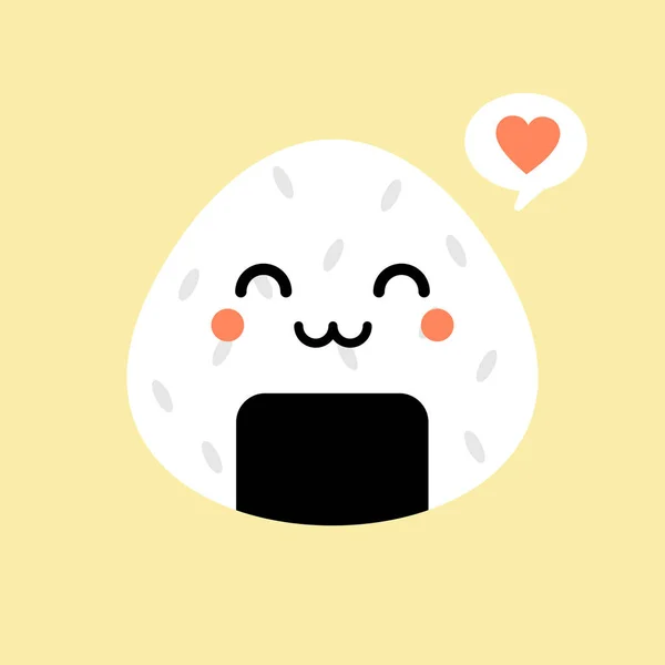 Illustration Vectorielle Onigiri Mignon Logo Caractère Kawaii Design Boule Riz — Image vectorielle