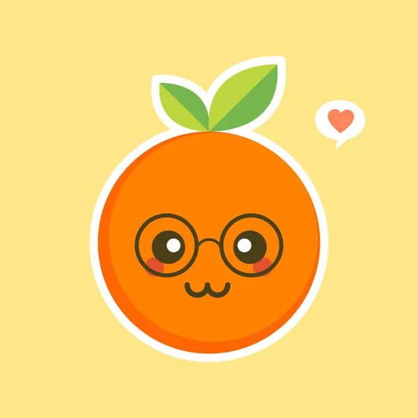 Χαριτωμένο Και Kawaii Cartoon Χαρακτήρα Πορτοκαλί Υγιής Χαρούμενη Απεικόνιση Χαρακτήρων — Διανυσματικό Αρχείο