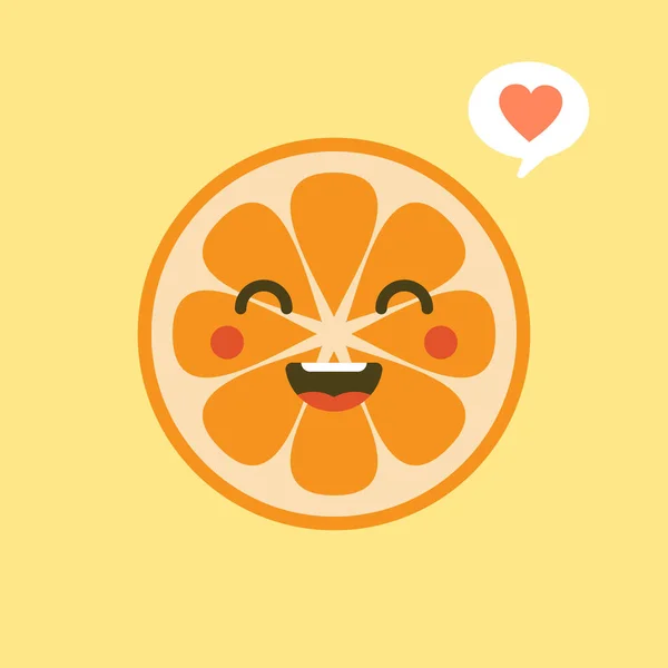 Bonito Kawaii Personagem Dos Desenhos Animados Laranja Ilustração Caráter Fruta —  Vetores de Stock