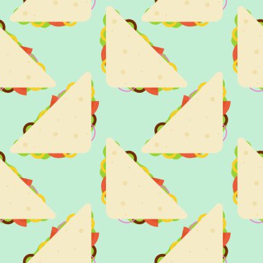 Sandviç Kusursuz Desenli Arkaplan Vektör Tasarımı