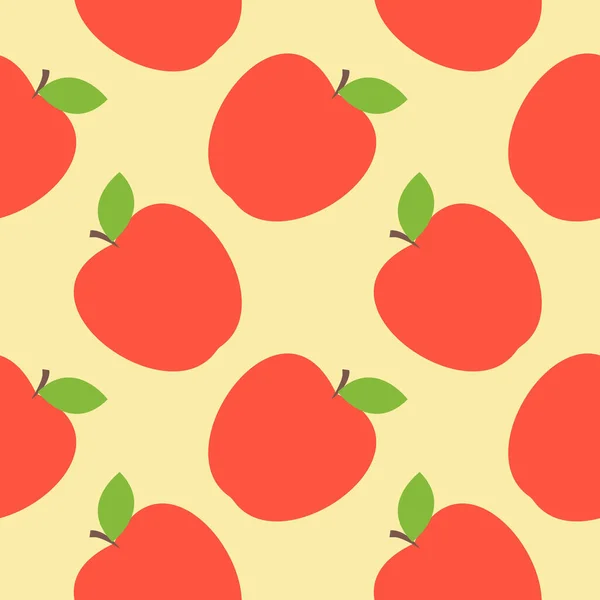 Flat Design Red Apples Seamless Pattern Background Ripe Red Apples — Stock Vector