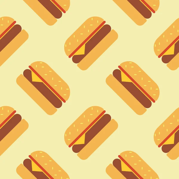 Burger Seamless Pattern Fondo Diseño Vectorial Aislado Sobre Fondo Color — Vector de stock