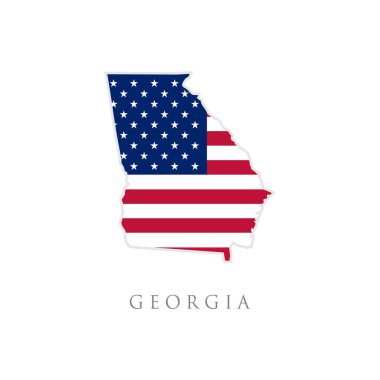 Amerikan bayrağıyla Georgia eyalet haritası. Vektör çizimi. Amerika Birleşik Devletleri Bağımsızlık Günü, milliyetçilik ve vatanseverlik için kullanılabilir. ABD bayrak tasarımı