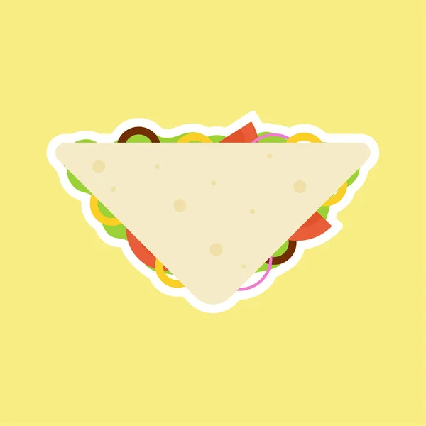 Tranche Pain Sandwich Aux Légumes Petit Déjeuner Isolé Sur Fond — Image vectorielle