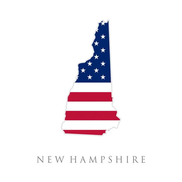 New Hampshire Eyalet Haritasının Amerikan Bayrağıyla Şekli Vektör Çizimi Amerika — Stok Vektör