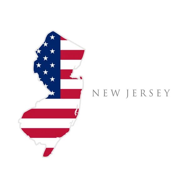 Forma Del Mapa Estatal Nueva Jersey Con Bandera Estadounidense Ilustración — Vector de stock