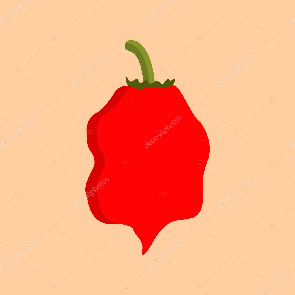 Carolina reaper hottest chili pepper flat design. can use for mascot, perfect for logo, web, print illustration, culinary, restaurant, cuisine.