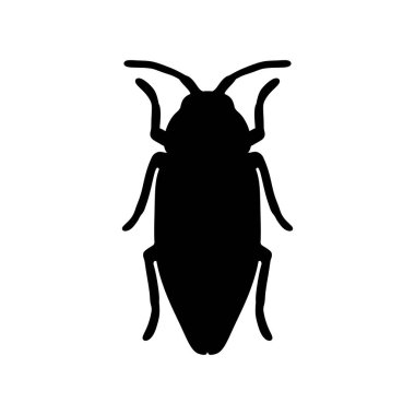 Bir vektör böceğin siyah siluet görüntüsü. Siyah böcek illüstrasyon böceği siyah ve beyaz