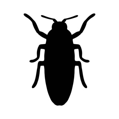 Bir vektör böceğin siyah siluet görüntüsü. Siyah böcek illüstrasyon böceği siyah ve beyaz