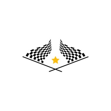 Yarış bayrağı simgesi, basit tasarım yarış bayrağı logosu şablonu - Vektör