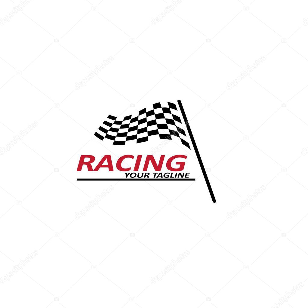 Race flag icon, simple design race flag logo template - Vector