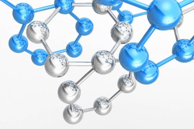 Beyaz arka plandaki moleküller 3D illüstrasyon