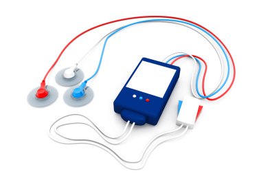 Beyaz arkaplanda ECG makinesi 3D illüstrasyon 