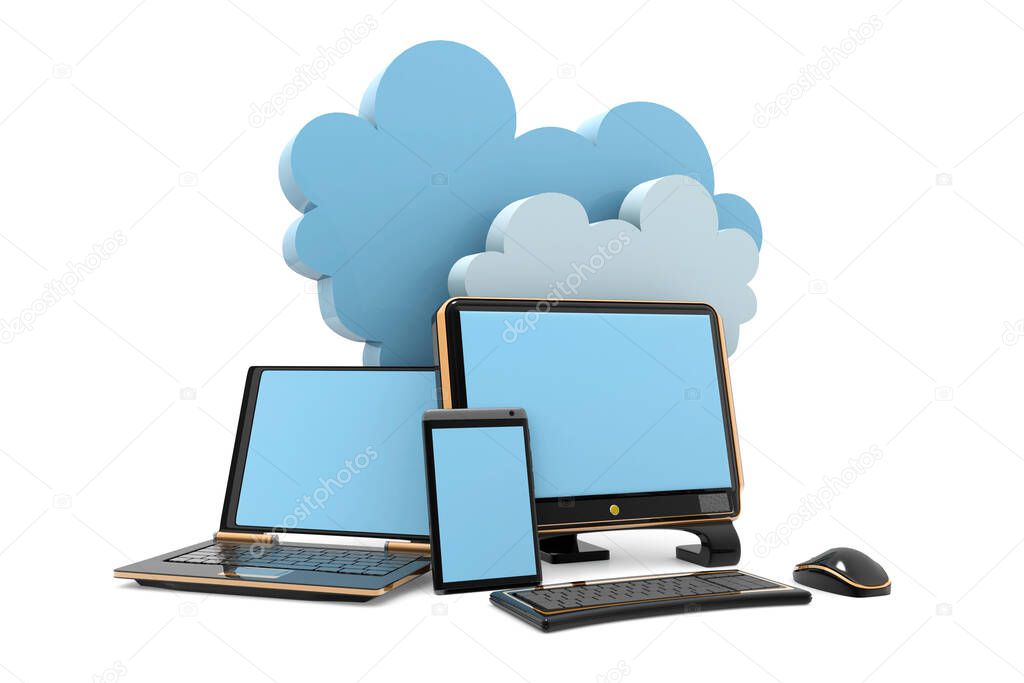 Cloud computing.3d render