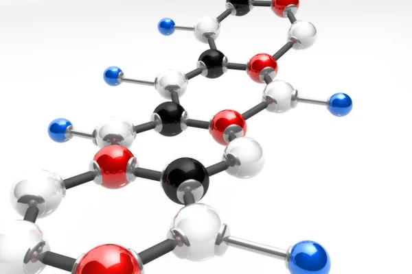 Molecole Sfondo Bianco Rendering — Foto Stock