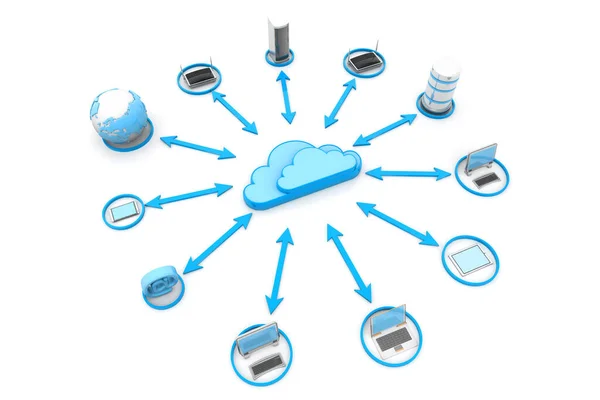 Dispositivi Cloud Computing Rendering — Foto Stock