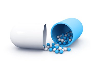 Kapsüller ya da haplar beyaz arka plan 33D görüntüleme 