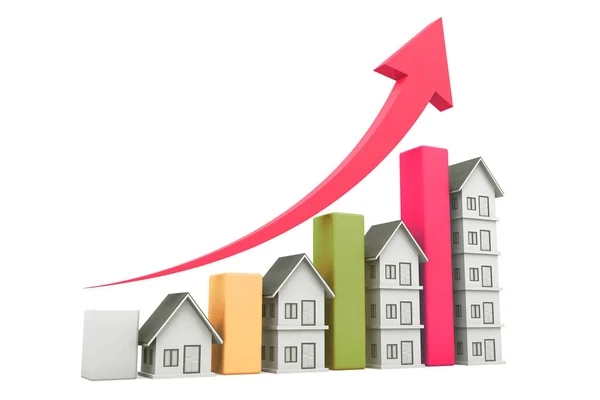 Gráfico Crecimiento Inmobiliario Renderizado —  Fotos de Stock