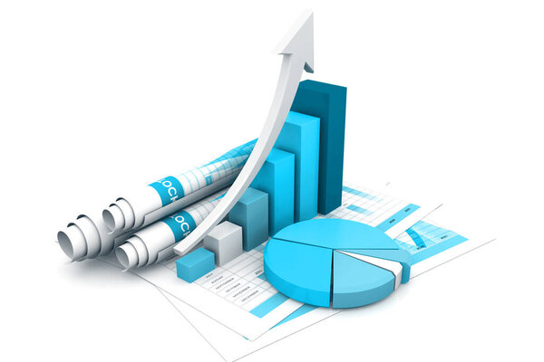 Business graph with chart. 3d rendering