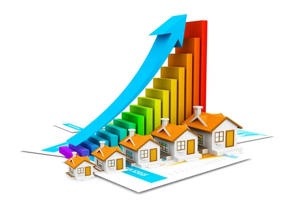 Gráfico Económico Bienes Raíces Renderizado — Foto de Stock