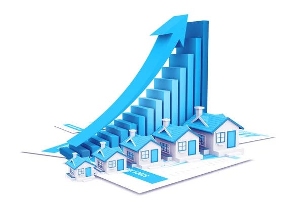 Gráfico Econômico Imobiliário Renderização — Fotografia de Stock