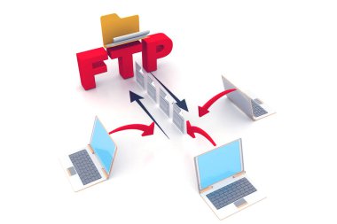 FTP dosya transferi. İnternet teknolojisi. 3d hazırlayıcı
