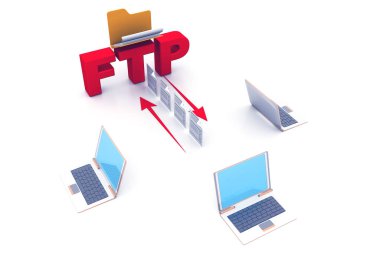FTP dosya transferi. İnternet teknolojisi. 3d hazırlayıcı
