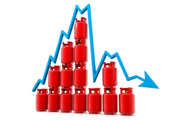経済ガス価格チャート 3Dレンダリング — ストック写真