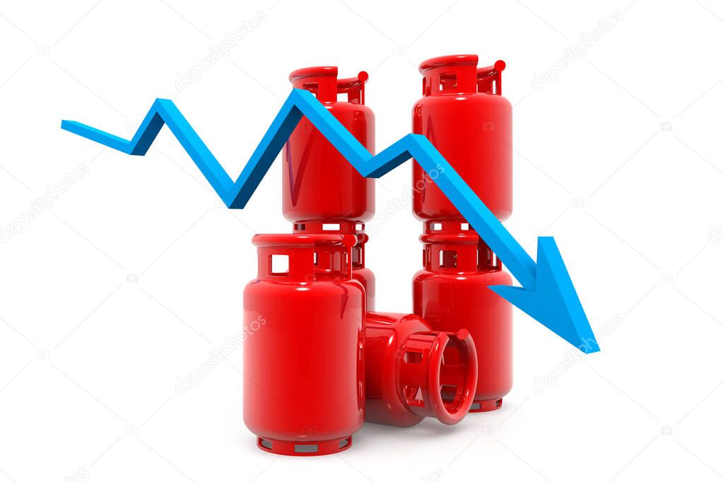 falling LPG gas price chart.3d render