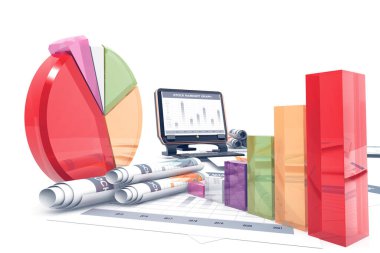 Grafikli iş grafiği. 3d oluşturma