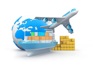kargo taşımacılığı kavramı 3D illüstrasyon